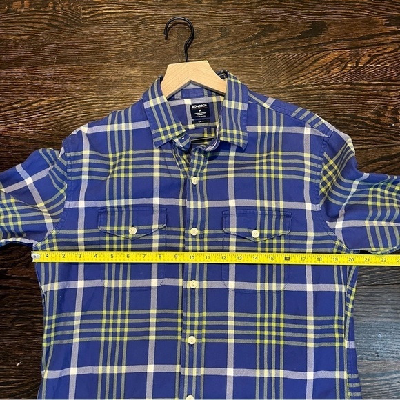 Men’s | Bonobos Blue, White, Yellow Button Down Flannel | Medium - Picture 5 of 6
